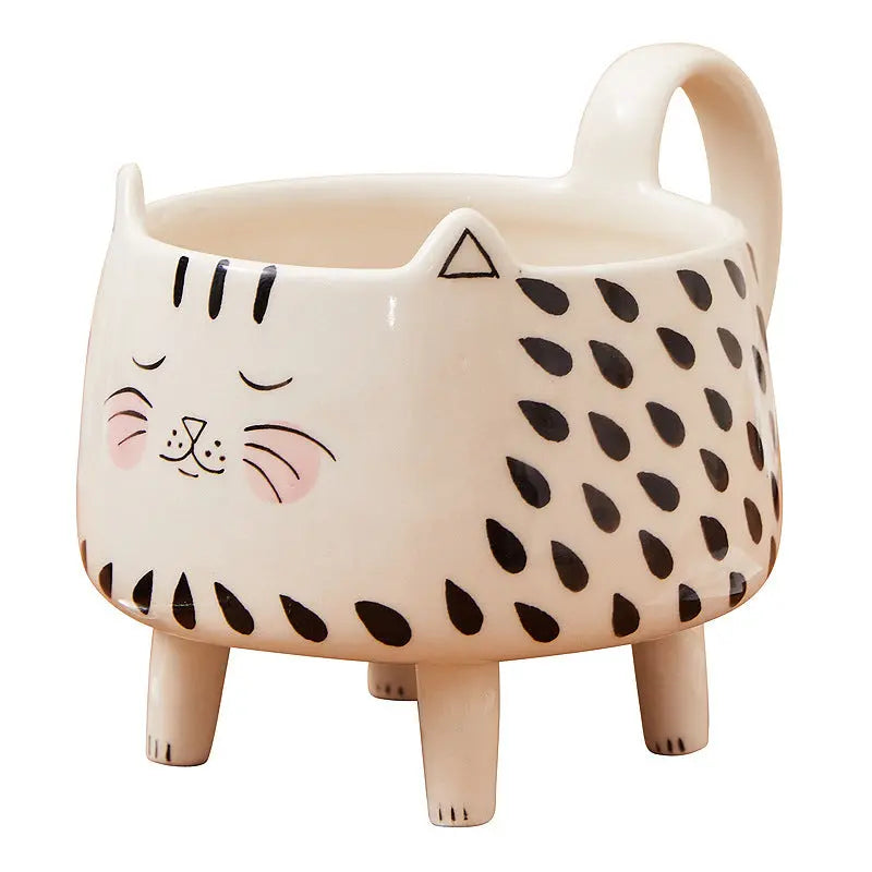 Whimsical Cat-Themed Oversized Coffee Cup