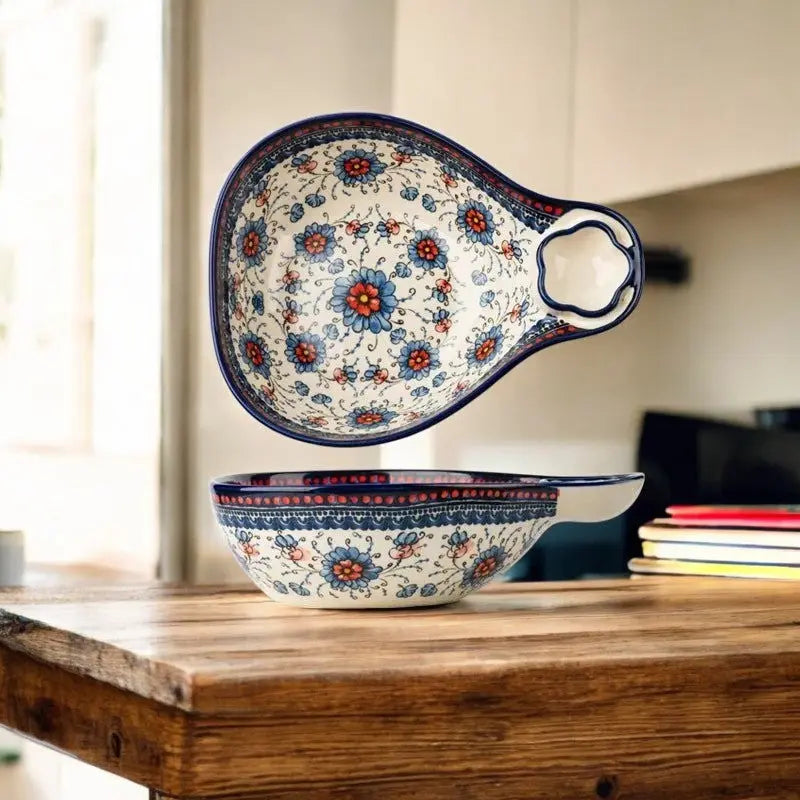 Elegant Artisan Serving Bowl with Sauce Compartment