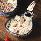 Elegant Artisan Serving Bowl with Sauce Compartment