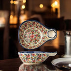 Elegant Artisan Serving Bowl with Sauce Compartment