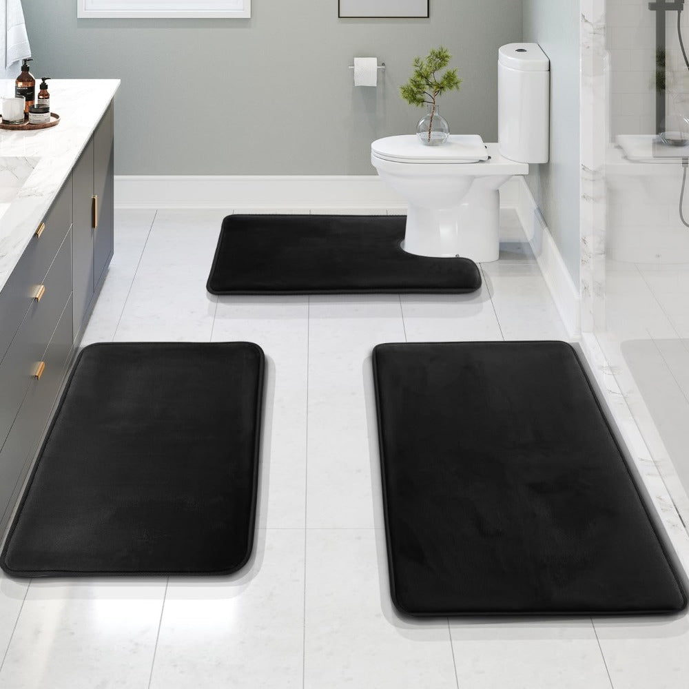 3-Piece Bath Rug Set with Non-Slip Backing