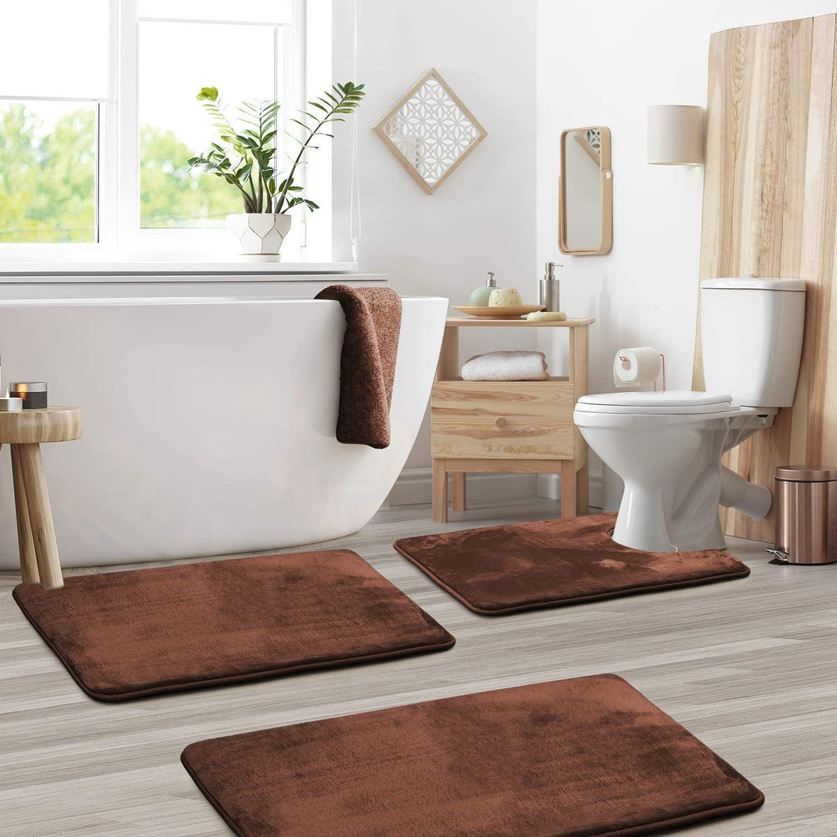 3-Piece Bath Rug Set with Non-Slip Backing