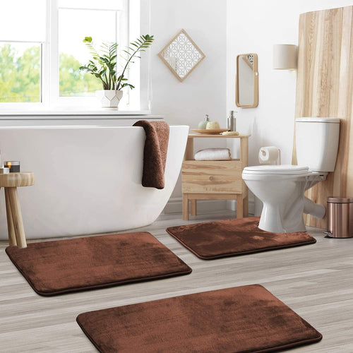 3-Piece Bath Rug Set with Non-Slip Backing