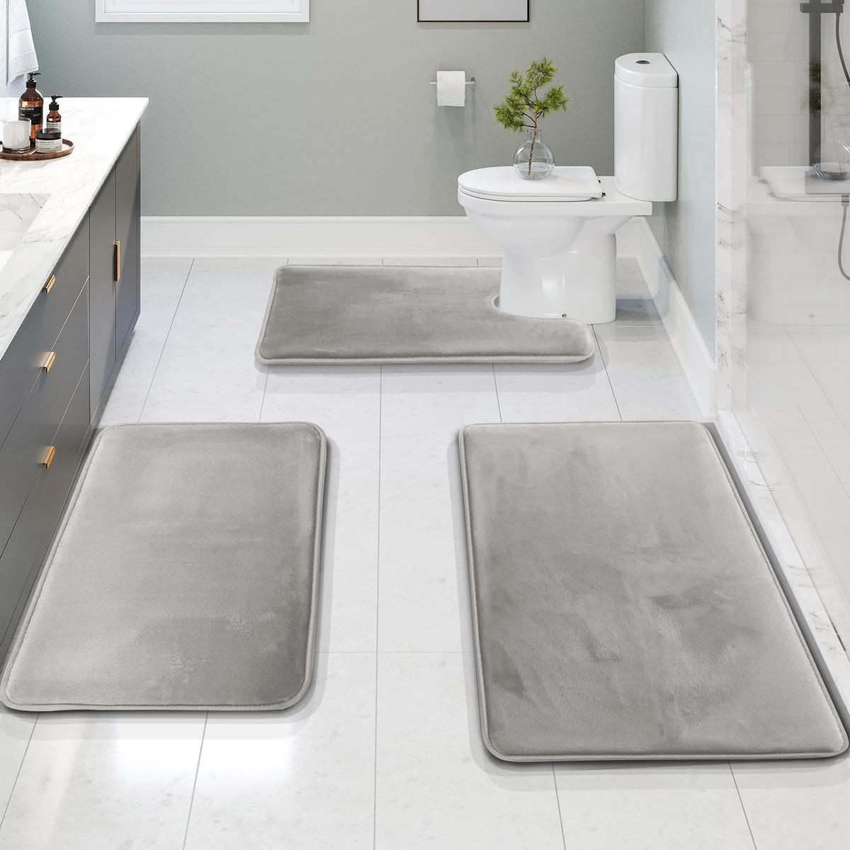 3-Piece Bath Rug Set with Non-Slip Backing