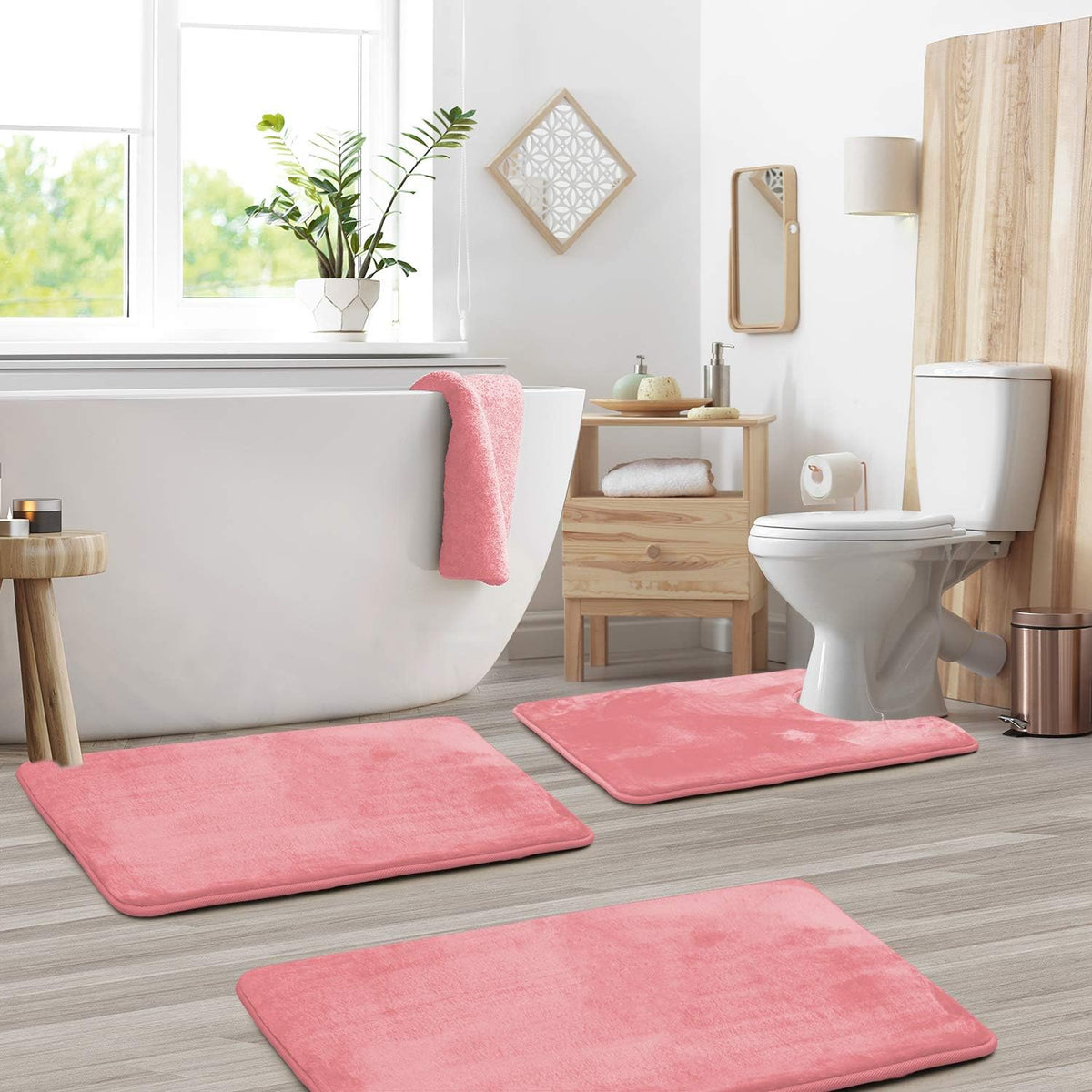 3-Piece Bath Rug Set with Non-Slip Backing