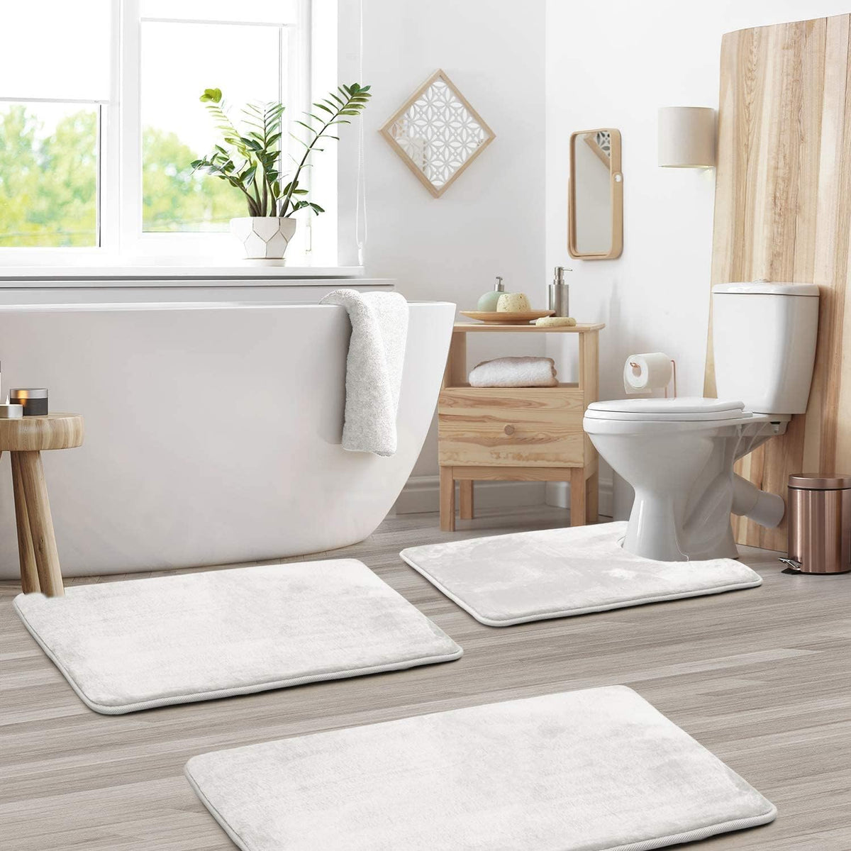 3-Piece Bath Rug Set with Non-Slip Backing