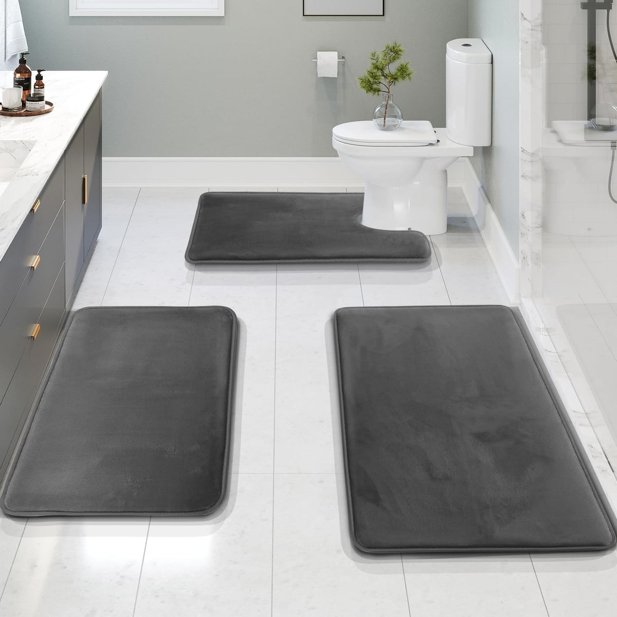 3-Piece Bath Rug Set with Non-Slip Backing