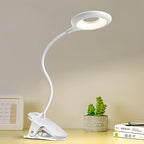 Gooseneck Reading Lamp for Bed - Dimmable and USB Rechargeable