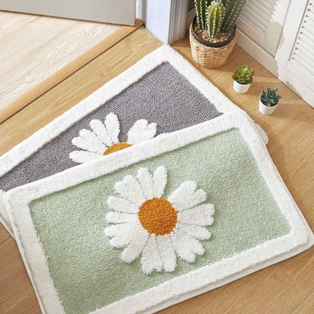 Floral Design Non-Slip Bath Mat - Soft Microfiber Material