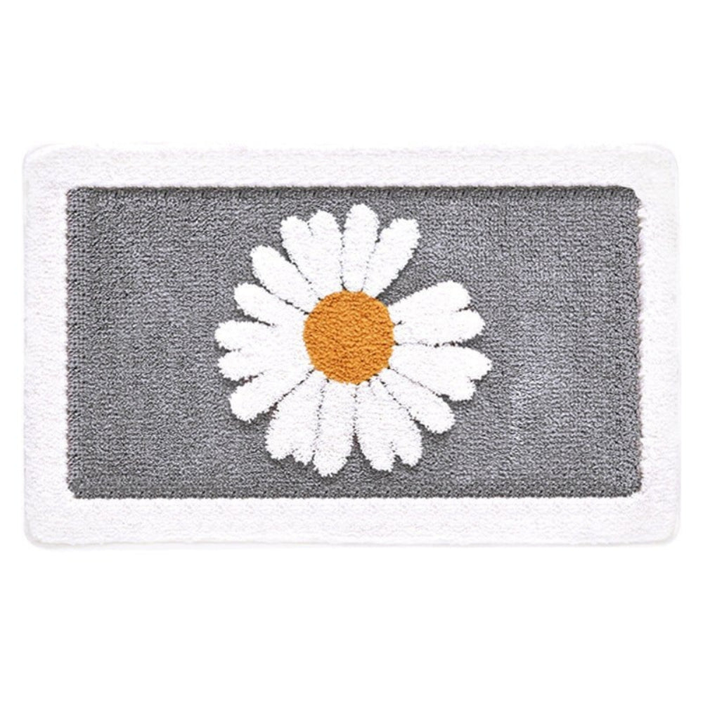 Floral Design Non-Slip Bath Mat - Soft Microfiber Material
