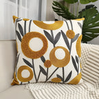 Embroidered Floral Design Cushion Cover in Microfiber Fabric