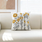 Embroidered Floral Design Cushion Cover in Microfiber Fabric