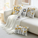 Embroidered Floral Design Cushion Cover in Microfiber Fabric