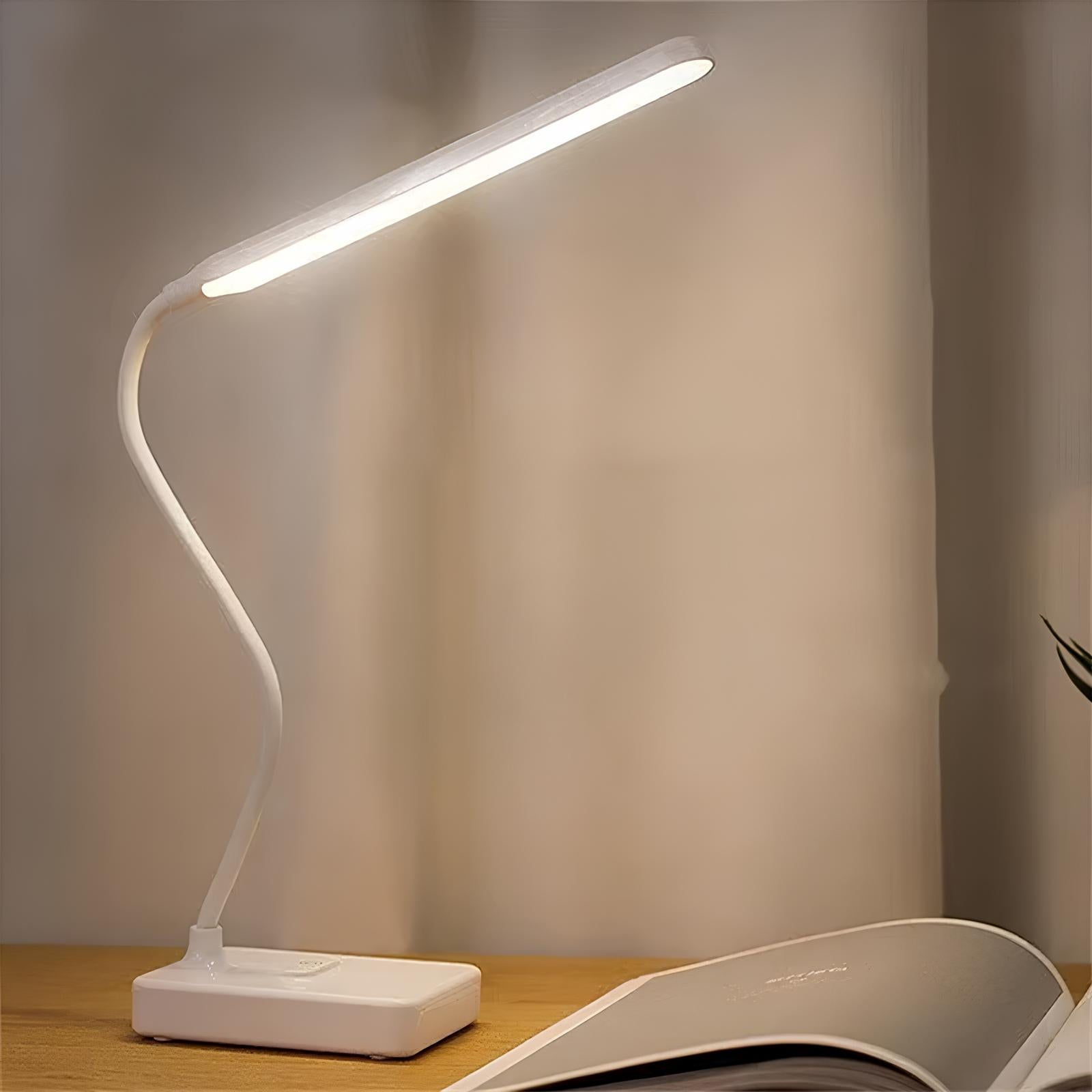 Adjustable Arm Table Lamp – USB Rechargeable, Dimmable Flexible Light