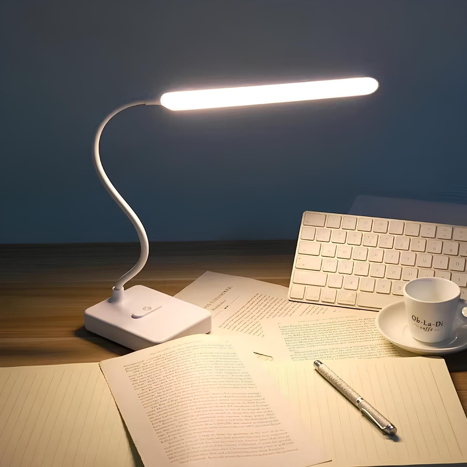 Adjustable Arm Table Lamp – USB Rechargeable, Dimmable Flexible Light