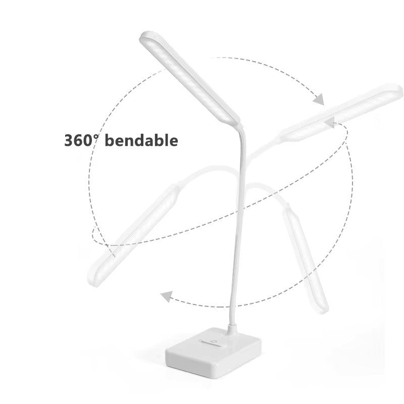 Adjustable Arm Table Lamp – USB Rechargeable, Dimmable Flexible Light