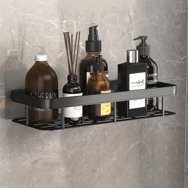 Space-Saving Bathroom Shelves with Strong Metal Suction Cups for Organizing Towels and Cosmetics