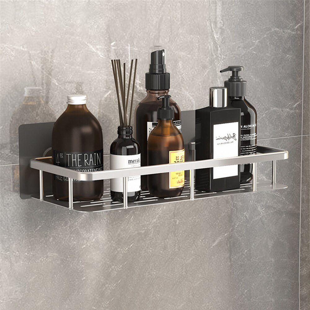 Space-Saving Bathroom Shelves with Strong Metal Suction Cups for Organizing Towels and Cosmetics