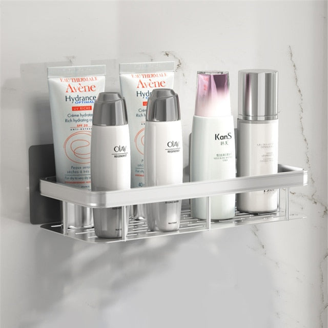 Space-Saving Bathroom Shelves with Strong Metal Suction Cups for Organizing Towels and Cosmetics