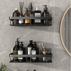 Space-Saving Bathroom Shelves with Strong Metal Suction Cups for Organizing Towels and Cosmetics