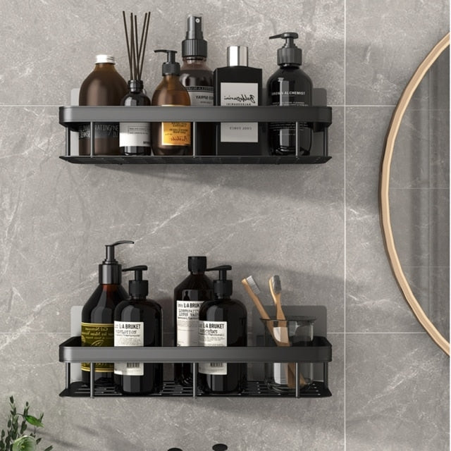 Space-Saving Bathroom Shelves with Strong Metal Suction Cups for Organizing Towels and Cosmetics