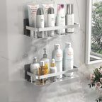 Space-Saving Bathroom Shelves with Strong Metal Suction Cups for Organizing Towels and Cosmetics
