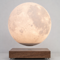 Wooden Stand with Floating Moon-Shaped Light