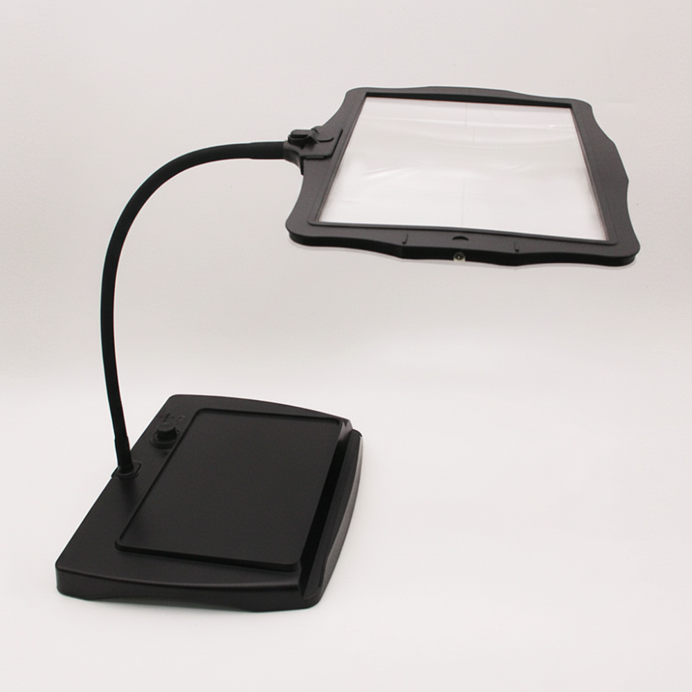 Adjustable Reading Light with Magnifying Lens for Table Use
