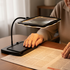 Adjustable Reading Light with Magnifying Lens for Table Use