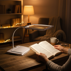 Adjustable Reading Light with Magnifying Lens for Table Use