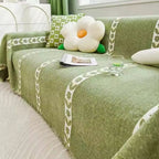 Leaf Pattern Chenille Sofa Protector - Soft Floral Design