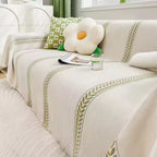 Leaf Pattern Chenille Sofa Protector - Soft Floral Design