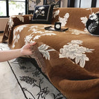 Elegant Floral Design Sofa Cover in Breathable Chenille Fabric