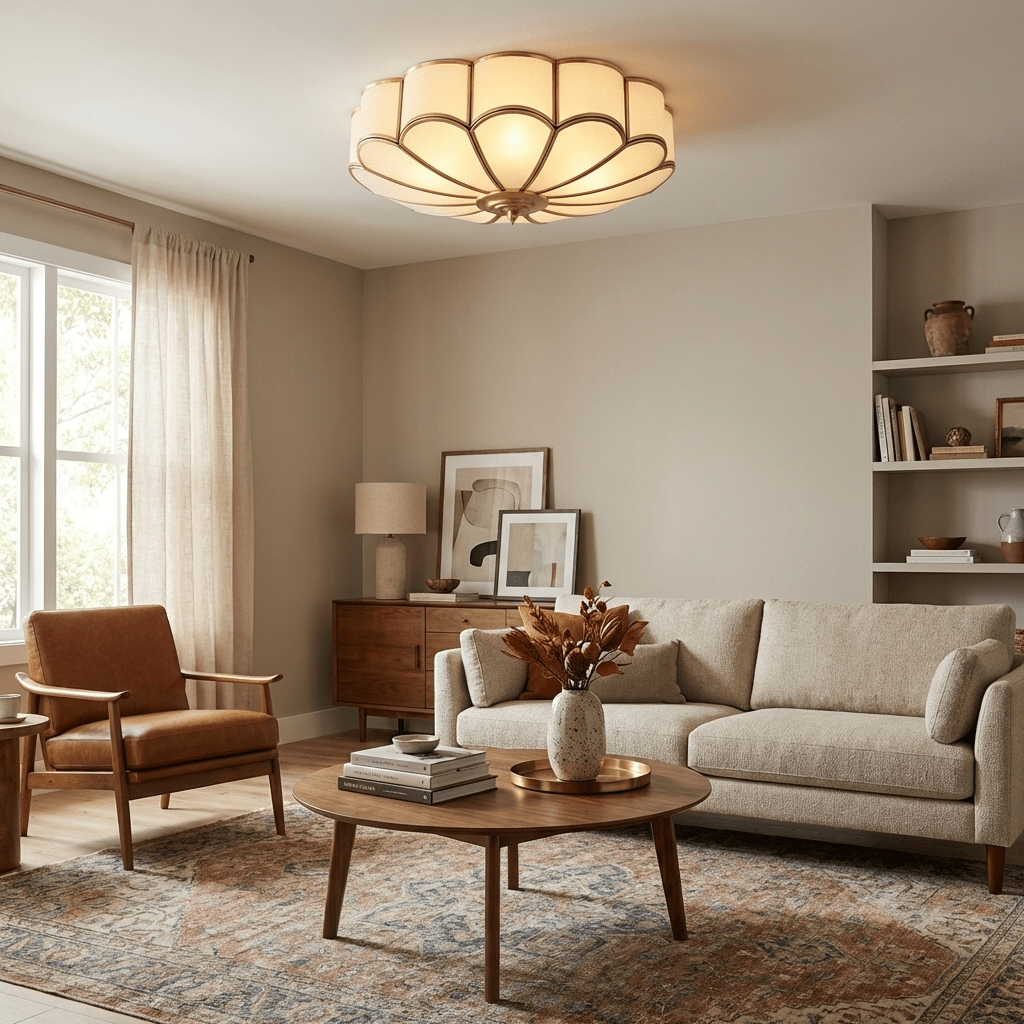 Modern Frosted Glass Recessed Ceiling Light with Floral Design
