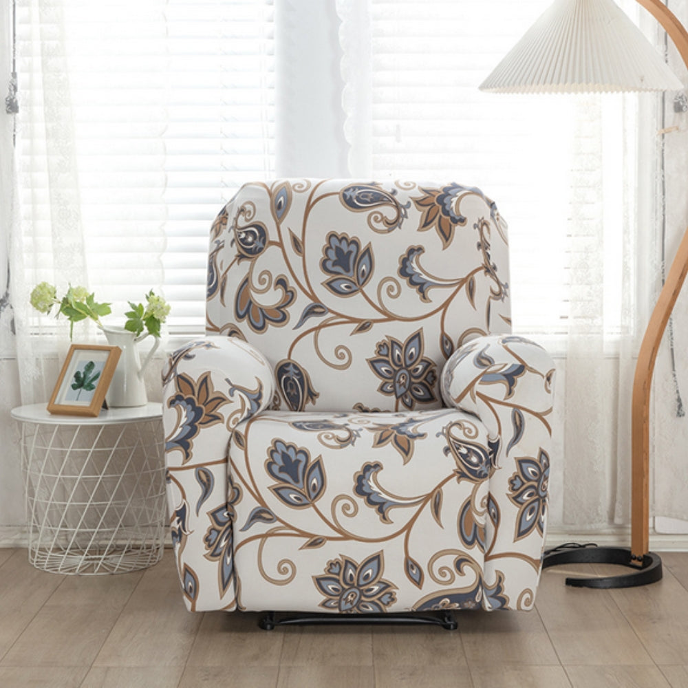 Stretch Fabric Recliner Cover with Elegant Floral Pattern