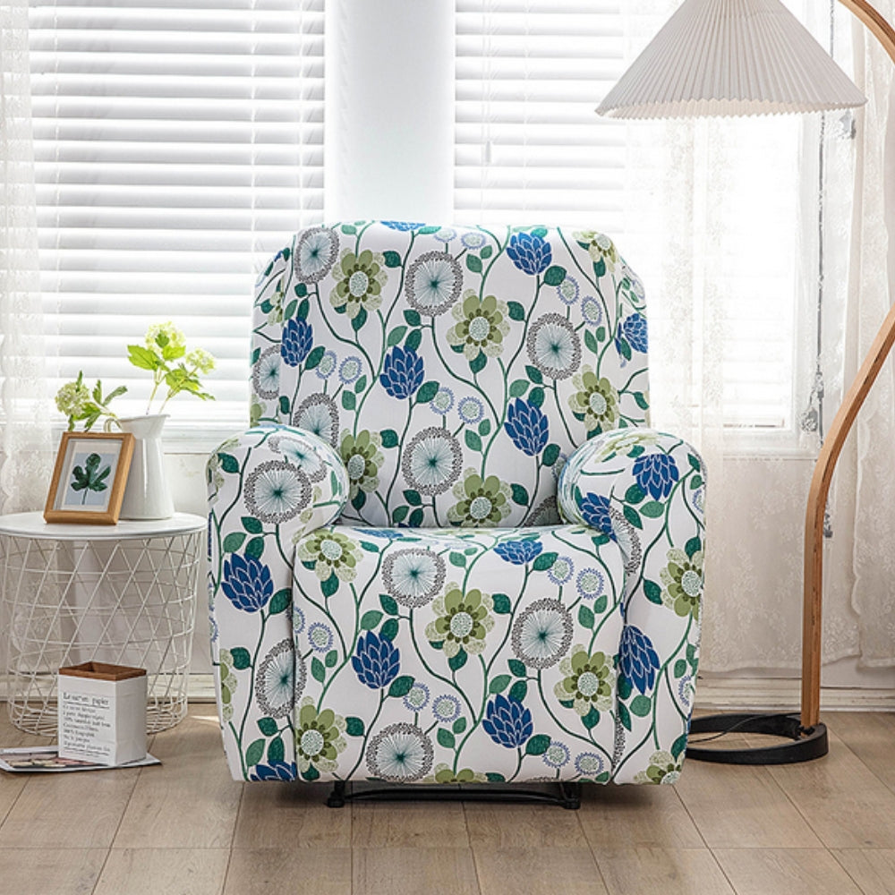 Stretch Fabric Recliner Cover with Elegant Floral Pattern