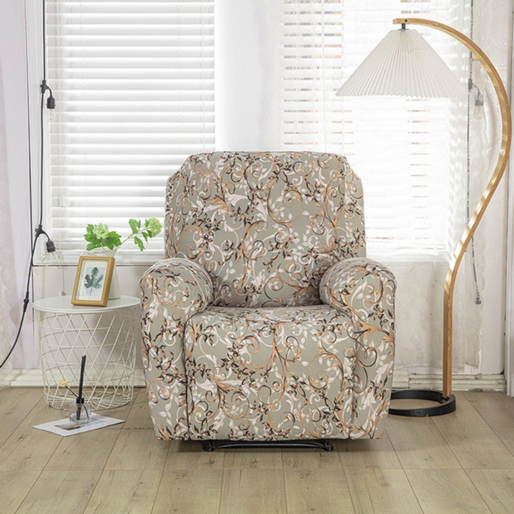 Stretch Fabric Recliner Cover with Elegant Floral Pattern