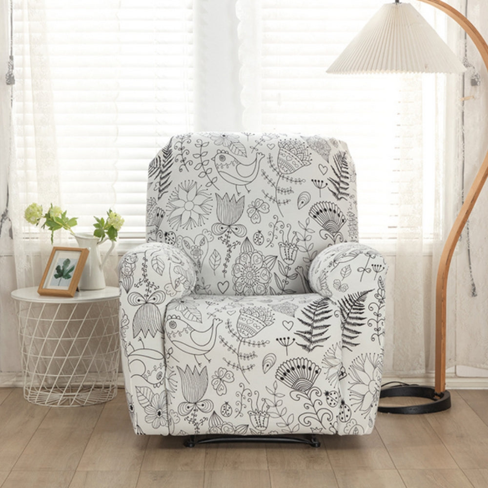 Stretch Fabric Recliner Cover with Elegant Floral Pattern