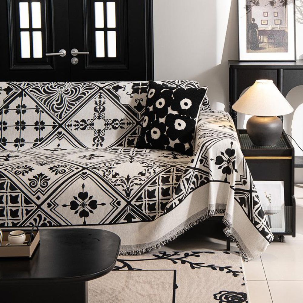 Classic Damask Sofa Cover - Soft Chenille Fabric for Elegant Style