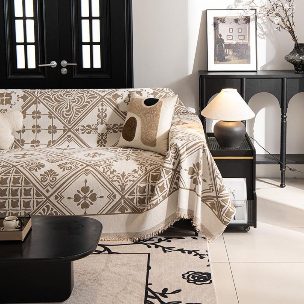 Classic Damask Sofa Cover - Soft Chenille Fabric for Elegant Style