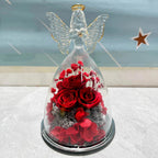 Preserved Rose in Glass Dome with Angel Light Display