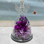 Preserved Rose in Glass Dome with Angel Light Display