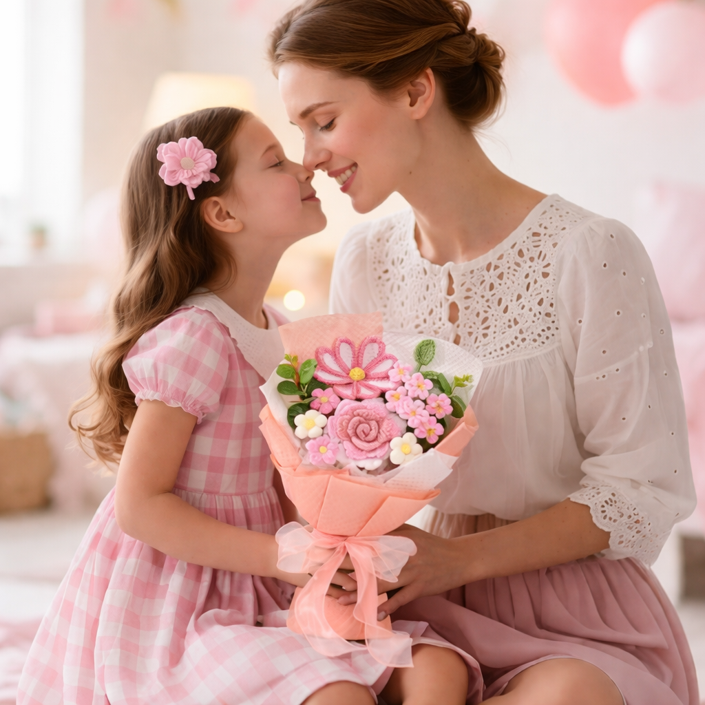 Crochet Floral Arrangement for Mother's Day Home Decoration