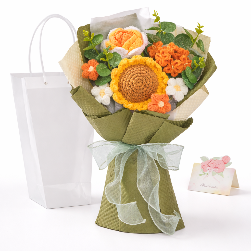 Crochet Floral Arrangement for Mother's Day Home Decoration