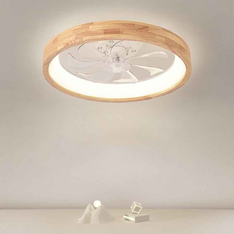 LED Ceiling Fan Light Fixture – Solid Wood and Iron Design for Bedroom and Living Room