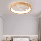 LED Ceiling Fan Light Fixture – Solid Wood and Iron Design for Bedroom and Living Room