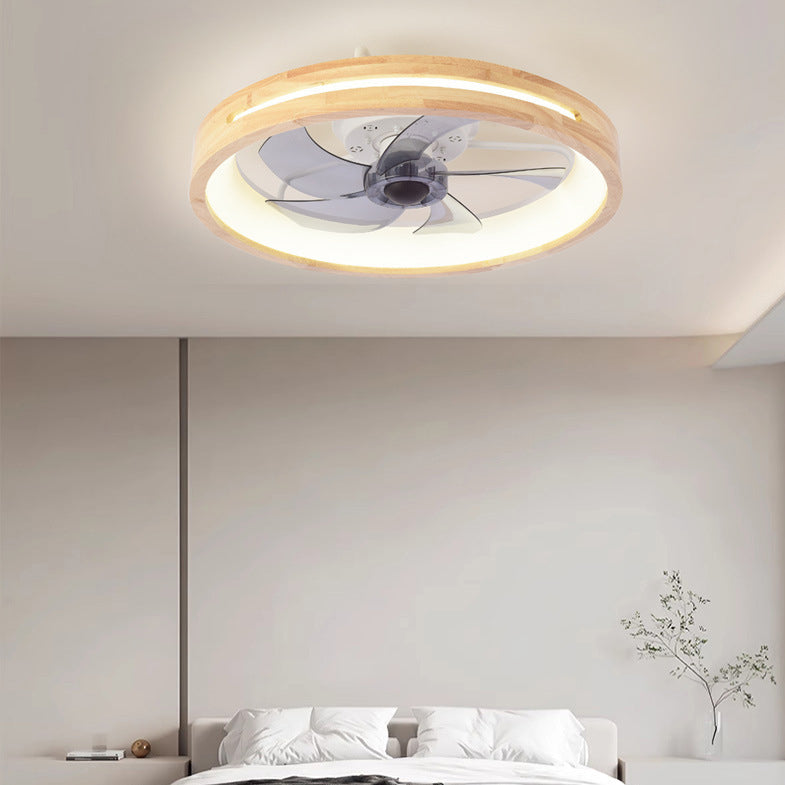 LED Ceiling Fan Light Fixture – Solid Wood and Iron Design for Bedroom and Living Room