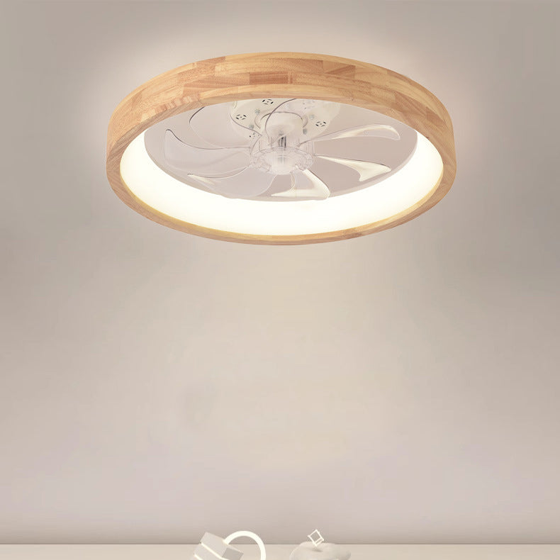LED Ceiling Fan Light Fixture – Solid Wood and Iron Design for Bedroom and Living Room
