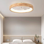 LED Ceiling Fan Light Fixture – Solid Wood and Iron Design for Bedroom and Living Room