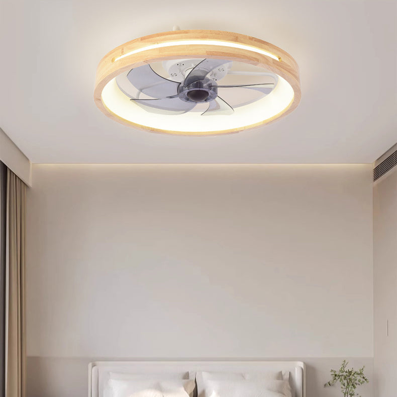 LED Ceiling Fan Light Fixture – Solid Wood and Iron Design for Bedroom and Living Room
